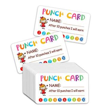 Punch Card, 100pcs Reward Incentive Card for Teacher, Behavior Chart for Kids, Homeschool Classroom Supplies for Motivation