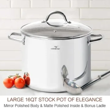 HOMICHEF 16QT Stock Pot - Nickel Free Stainless Steel Healthy Cookware