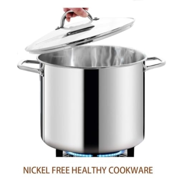 HOMICHEF 16QT Stock Pot - Nickel Free Stainless Steel Healthy Cookware