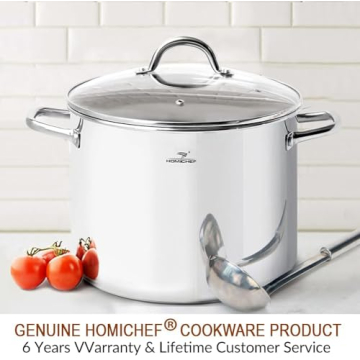 HOMICHEF 16QT Stock Pot - Nickel Free Stainless Steel Healthy Cookware