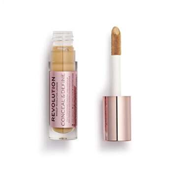 Makeup Revolution Conceal and Define Concealer, 0.7 Fl Oz - Full Coverage & Matte Finish for Medium/...