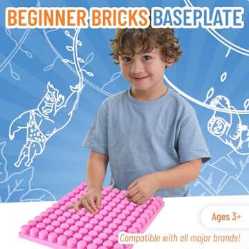 Strictly Briks Compatible with Mega Blocks Toy Building Block, Beginner Bricks Stackable Baseplates, Large Pegs for Babies and Toddlers, Compatible with All Brands, Pink, 1 Piece, 12.5 x 15 Inches