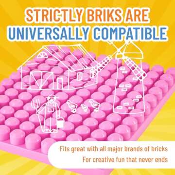 Strictly Briks Compatible with Mega Blocks Toy Building Block, Beginner Bricks Stackable Baseplates, Large Pegs for Babies and Toddlers, Compatible with All Brands, Pink, 1 Piece, 12.5 x 15 Inches