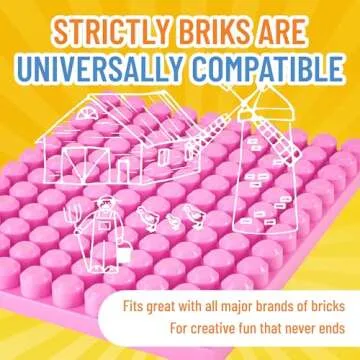 Strictly Briks Compatible with Mega Blocks Toy Building Block, Beginner Bricks Stackable Baseplates, Large Pegs for Babies and Toddlers, Compatible with All Brands, Pink, 1 Piece, 12.5 x 15 Inches