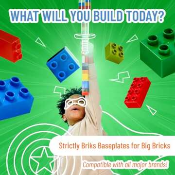 Strictly Briks Compatible with Mega Blocks Toy Building Block, Beginner Bricks Stackable Baseplates, Large Pegs for Babies and Toddlers, Compatible with All Brands, Pink, 1 Piece, 12.5 x 15 Inches