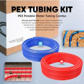 Starter Kit for 1/2-In Pex with Crimper & Cutter Tools - Set includes Brass Elbow & Coupling Fittings, Cinch Clamps, Half Clamps, and 2 Rolls of 1/2-In X 100ft PEX Tubing