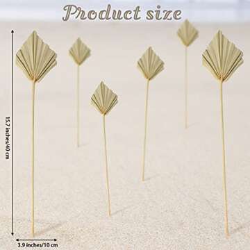 Boho Dried Palm Spears Small Natural Dried Palm Fans Dried Palm Leaves Dried Palm Leaf Palm Fan Leaf with Stem Dried Leaf Decor for Vase Wedding Party Office Home Wall Decor (Natural Color,10 Pieces)