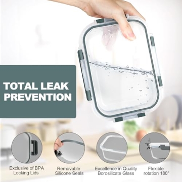 VERONES 10 Pack Glass Meal Prep Containers Set