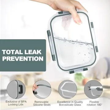 VERONES 10 Pack Glass Meal Prep Containers Set