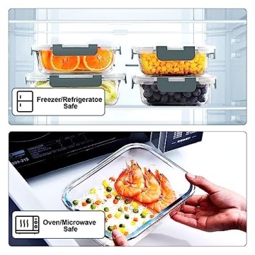 VERONES 10 Pack Glass Meal Prep Containers Set