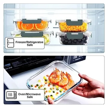 VERONES 10 Pack Glass Meal Prep Containers Set