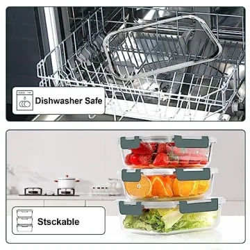 VERONES 10 Pack Glass Meal Prep Containers Set