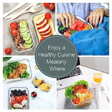 VERONES 10 Pack Glass Meal Prep Containers Set