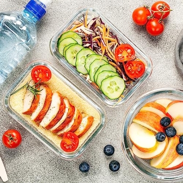 VERONES 10 Pack Glass Meal Prep Containers Set