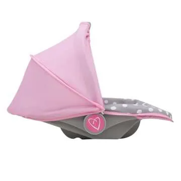509 Crew: Cotton Candy Pink: 3-in-1 Doll Car Seat - Pink, Grey, Polka Dot - for Dolls Up to 18", Multifunctional, Retractable Canopy, Kids Ages 3+