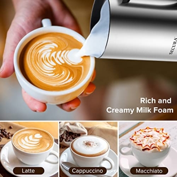 Secura Milk Frother for Perfect Lattes & Cappuccinos