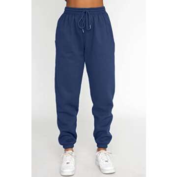 Viatabuna Women's 2 Piece Fleece Sweatsuit Outfit Long Sleeve Crewneck Pullover Sweatshirt Drawstring Jogger Pants Lounge Set