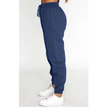 Viatabuna Women's 2 Piece Fleece Sweatsuit Outfit Long Sleeve Crewneck Pullover Sweatshirt Drawstring Jogger Pants Lounge Set