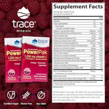 Trace Minerals Power Pak Electrolyte Powder | Boost Hydration & Immunity | Raspberry Flavor - 30 Pac...