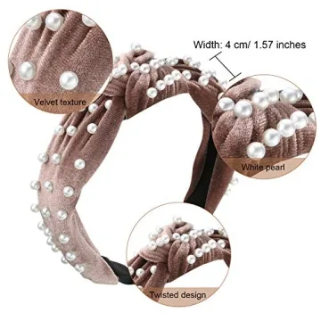 WILLBOND Pearl Headbands Set - Velvet & Faux Pearls for Women