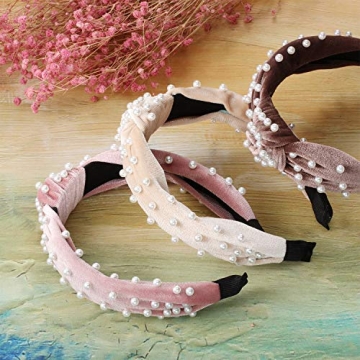WILLBOND Pearl Headbands Set - Velvet & Faux Pearls for Women