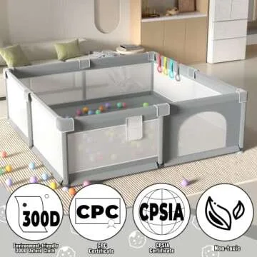LUTIKIANG Baby Playpen, 79" X 71" Extra Large Playpen for Babies and Toddlers with Gates, Baby Play Yards, Baby Fence Play Area, Safety Indoor Baby Play Area with Ocean Balls (Grey)