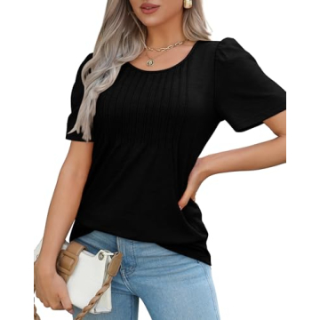 Dressy Black Short Sleeve T-Shirts for Women
