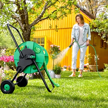 Altdorff Portable Garden Hose Reel Cart with Wheels
