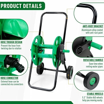 Altdorff Portable Garden Hose Reel Cart with Wheels