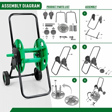 Altdorff Portable Garden Hose Reel Cart with Wheels