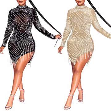 Women Sexy Birthday Dress Hot Drilling Process Sexy Dress Party Club Night Dress (Black 5, M)…