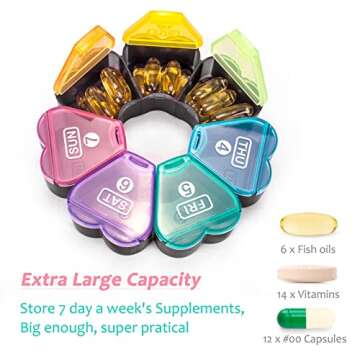 Large Pill Organizer 7 Day, Remtise Portable Daily Pill Cases Medicine Organizer, Weekly Pill Box fo...