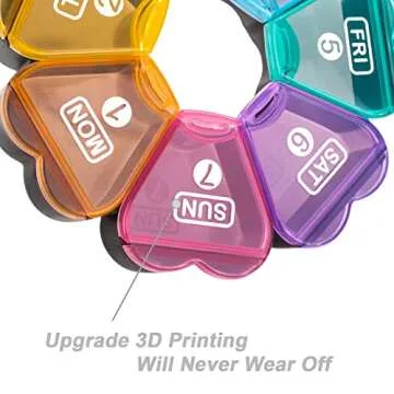 Large Pill Organizer 7 Day, Remtise Portable Daily Pill Cases Medicine Organizer, Weekly Pill Box for Pills/Vitamin/Fish Oil/Supplements and Medication (Rainbow