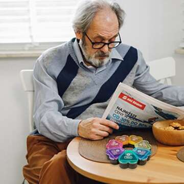 Large Pill Organizer 7 Day, Remtise Portable Daily Pill Cases Medicine Organizer, Weekly Pill Box for Pills/Vitamin/Fish Oil/Supplements and Medication (Rainbow