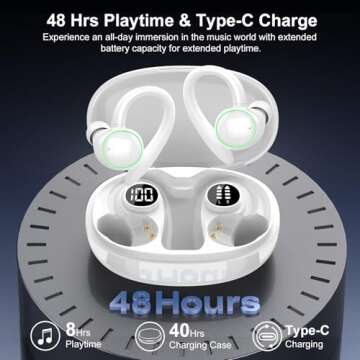 Wireless Bluetooth Earbuds with IP7 Waterproof and 48H Battery