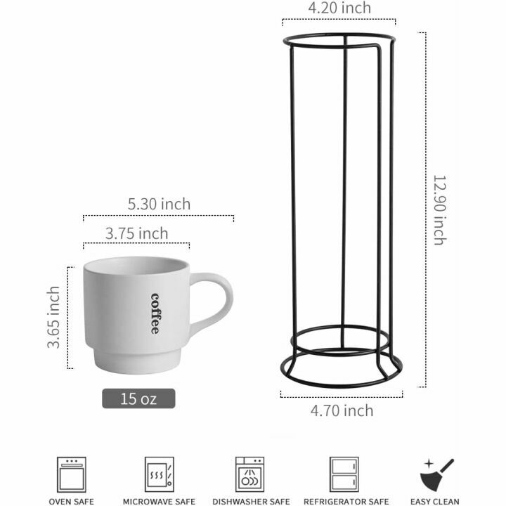 Lauchuh Stackable Coffee Mugs Set of 4