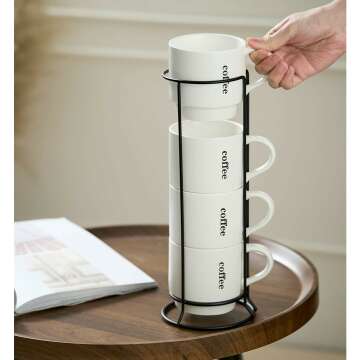 Lauchuh Stackable Coffee Mugs Set of 4