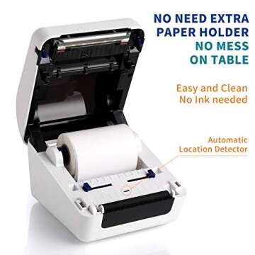 JADENS Bluetooth Thermal Shipping Label Printer - High Speed 4x6 Wireless