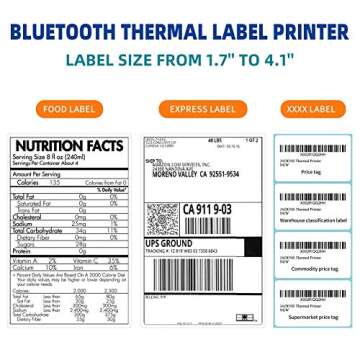 JADENS Bluetooth Thermal Shipping Label Printer - High Speed 4x6 Wireless