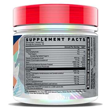 GHOST Glow: Beauty and Detox Support Formula - 30 Servings, Peach - Skin Boosting Biotin and L-Theanine for Antioxidants for Hydration Radiance, Complexion and Nourishment - Vegan, Gluten-Free