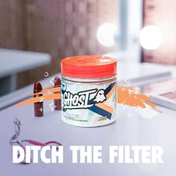 GHOST Glow: Beauty and Detox Support Formula - 30 Servings, Peach - Skin Boosting Biotin and L-Theanine for Antioxidants for Hydration Radiance, Complexion and Nourishment - Vegan, Gluten-Free