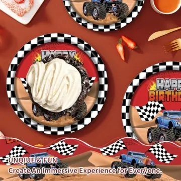 Racing Car Birthday Paper Plates 50pcs Monster Truck Theme