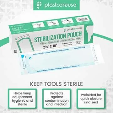 400 2.75 x 9 Inch Self Sealing Sterilization Autoclave Pouch Bags with Internal and External Indicat...