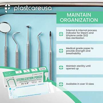 400 2.75 x 9 Inch Self Sealing Sterilization Autoclave Pouch Bags with Internal and External Indicators (2 Boxes of 200)