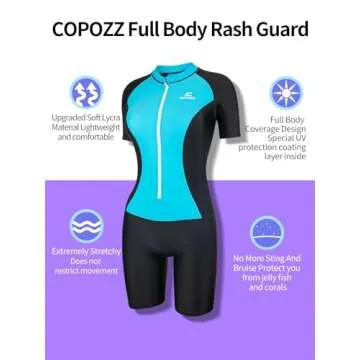 COPOZZ Diving Skin, Men Women Youth Thin Wetsuit Rash Guard- Full Body UV Protection - for Diving Snorkeling Surfing Spearfishing Sport Skin