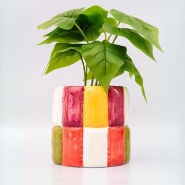 ban.do Hand-Painted Colorblock Ceramic Planter Home Decor