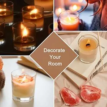 CONNOO 12Pack 10 OZ Clear Glass Candle Jars with Bamboo Lids for Making Candles, Large Size Empty Candle Tins with Wooden Lids, Bulk Clean Candle Containers - Dishwasher Safe