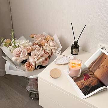 CONNOO 12Pack 10 OZ Clear Glass Candle Jars with Bamboo Lids for Making Candles, Large Size Empty Candle Tins with Wooden Lids, Bulk Clean Candle Containers - Dishwasher Safe