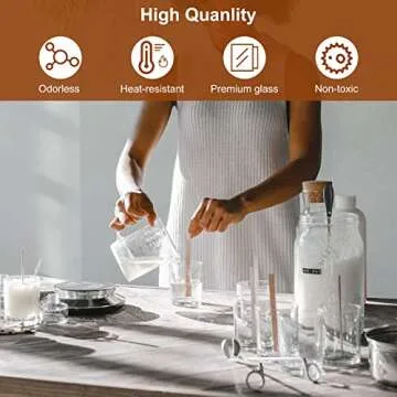 CONNOO 12Pack 10 OZ Clear Glass Candle Jars with Bamboo Lids for Making Candles, Large Size Empty Candle Tins with Wooden Lids, Bulk Clean Candle Containers - Dishwasher Safe