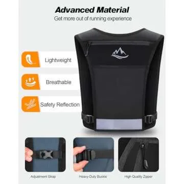 ISEYOU Running Vest for Women Men, Reflective Hydration Vest with Adjustable Waistband & Phone Pocke...